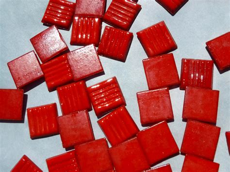 Bright Red Glass Mosaic Tiles Squares 3 4 Half Pound Of Vitreous Glass Tiles
