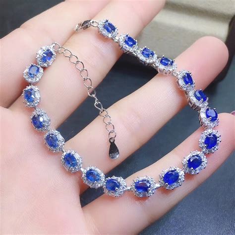 Natural Blue Sapphire Bracelet S Sterling Silver Etsy Uk