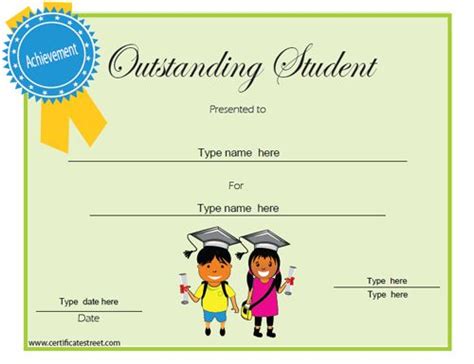 Education Certificate Outstanding Student Of The Month