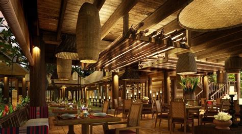 Straw lampshade and bamboo interior design. Asian-style Interior Design Ideas | Restaurant interior ...