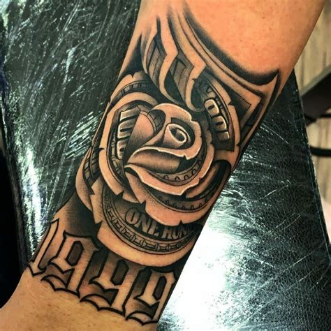 Hundred Dollar Bill Rose Tattoo Designs Makenafefge