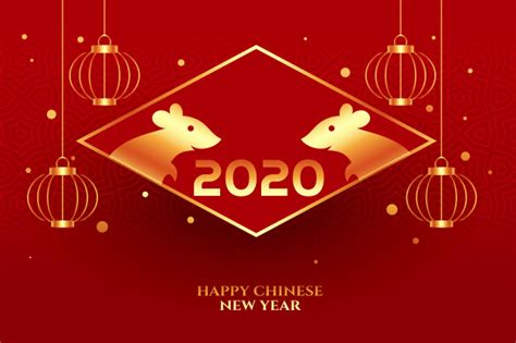 If you are good at playing with words, the addition of intelligent symbols and puns is one of the best dominating trends in the year 2020. Free Vector | Happy chinese new year of rat 2020 greeting card design