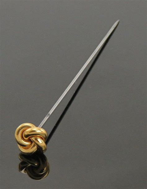 Antique Early 1900s 14 Karat Gold And Mixed Metal Love Knot Hat Pin 4
