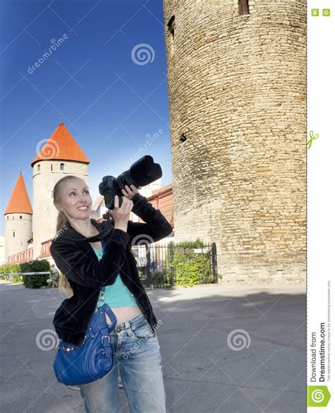 The Smiling Woman With The Camera Photographs Old City Wall Towers