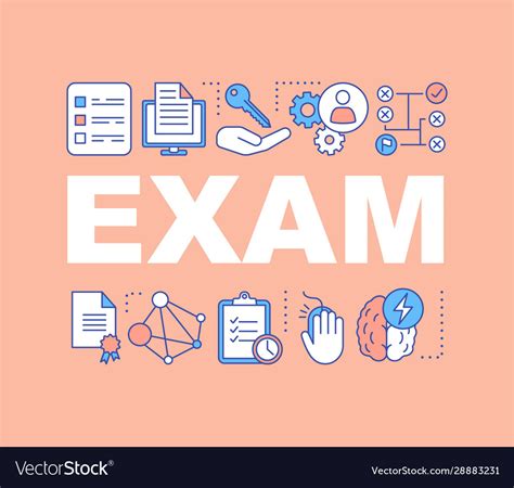 Exams Word Concepts Banner Royalty Free Vector Image
