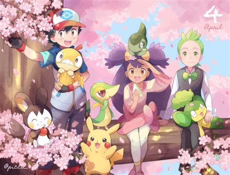 185569 Dead Source Safe Artistpicca Ash Ketchum Pokémon Iris Pokémon Axew Emolga