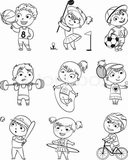 Coloring Cartoon Sports Fitness Pages Funny Rope