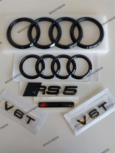 Audi Rs5 Set Emblem Glossy Black Gloss Black New In Foil Etsy