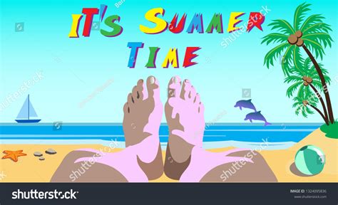 Summer Holidays On Beach Seashore Vector Stock Vector Royalty Free