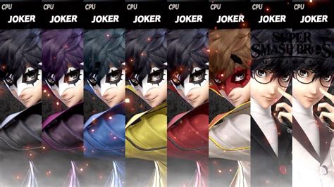 Super Smash Bros Ultimate All Joker Color Costume Gameplay Youtube