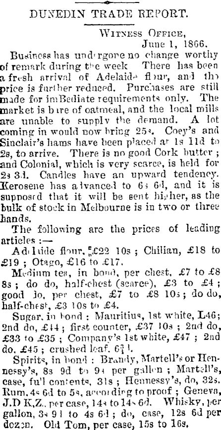 papers past newspapers otago witness 2 june 1866 the markets