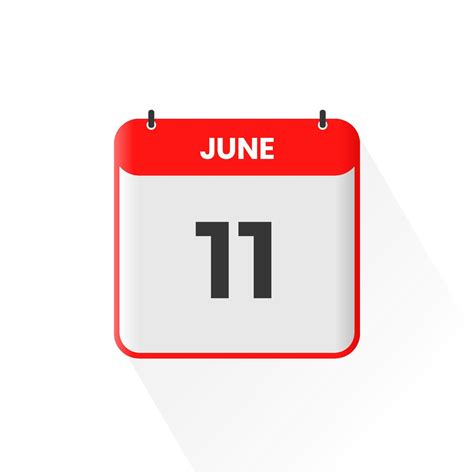 11th June Calendar Icon June 11 Calendar Date Month Icon Vector