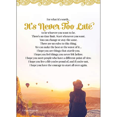 Inspirational Card Its Never Too Late Affirmations Publishing House