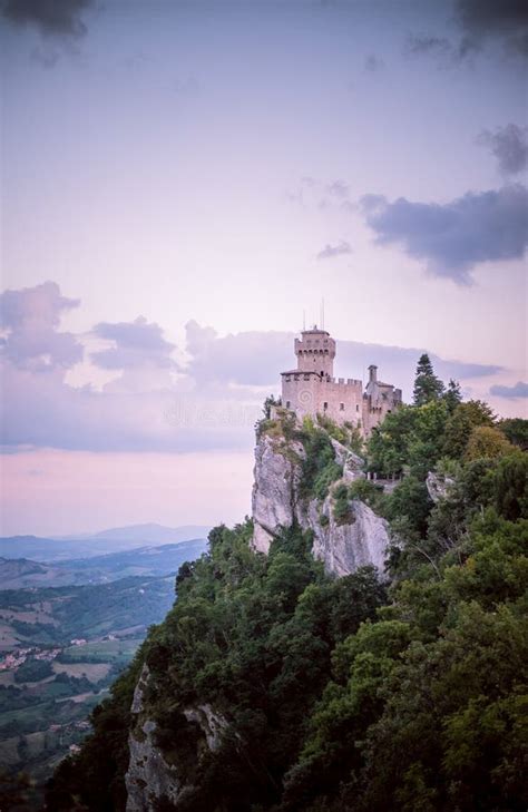 Castle Of San Marino At Sunset Stock Image Image Of History Room