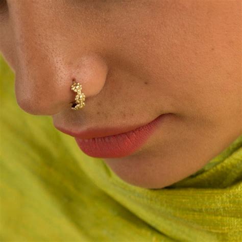 14k Gold Nose Ring 14k Gold Nose Hoop Solid Gold Nose Ring Etsy In