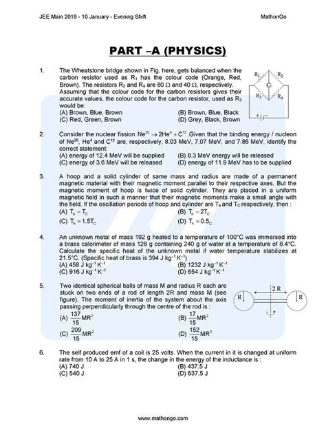 Download jee main question papers pdfs of 2020 to 2015 with solutions. JEE Main 2019 Question Paper with Answer Keys (10th ...