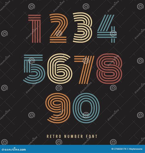 Retro Numbers Fonts Vector Stock Illustration Vintage Number Fonts