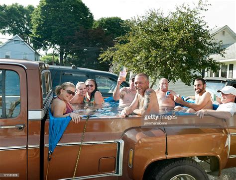 Redneck Hot Tub 8 People Partying In Back Of Pickup Truck High Res