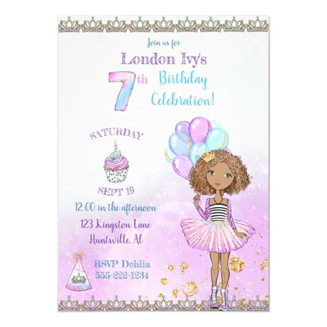 Get 23 Invitation Card For 7th Birthday Girl Princess