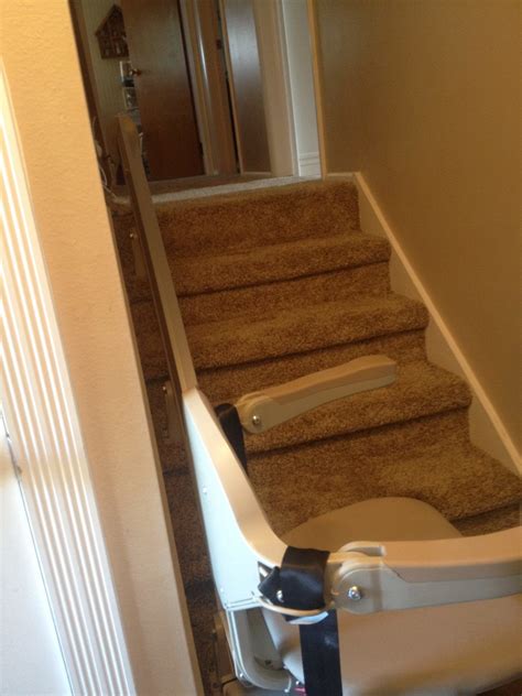 Reach all levels of your home easily and safely with our power stair chair for sale! Chair Lift to Basement with Room for Door at Top in ...