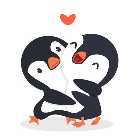 Cute Penguins Happy Couple Hug Download Free Vectors Clipart Graphics And Vector Art