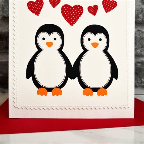 Photographer's edge, photo insert card, premium black linen, in the spirit of christmas, set of 10 for 4x6 photos, portrait. 'penguins In Love' Handmade Christmas Card By Jenny Arnott Cards & Gifts | notonthehighstreet.com