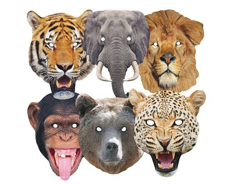 Wild Animals Variety 2d Card Party Masks 6 Pack Fruugo Uk