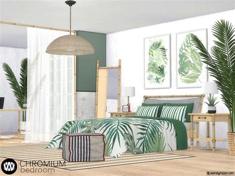 Tropical Style Bedroom With Bamboo Palm Tree And Rope Details