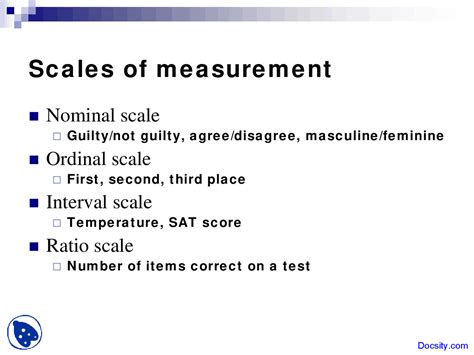 Scales Of Measurement Research Methods Lecture Slides Docsity