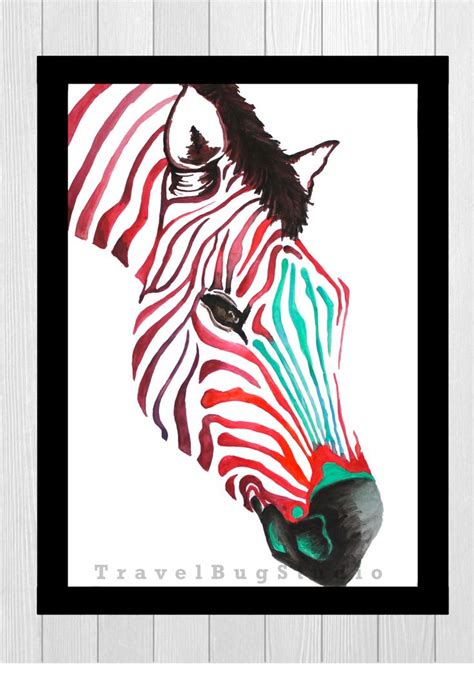 Multicolor Zebra Print Zebra Art Zebra Painting Animal Etsy Zebra