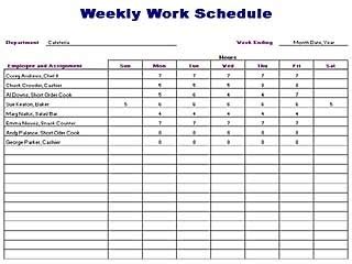 weekly work schedule template frudgereportwebfccom