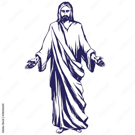 Jesus Christ The Son Of God Symbol Of Christianity Hand Drawn Vector