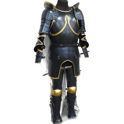 Larp Armor Medieval Decorative Gothic Armour Set In Black And Gold