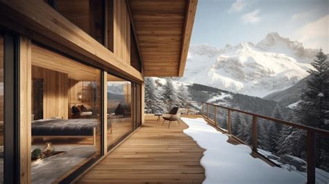 Premium Ai Image A Balcony With A View Of The Mountains