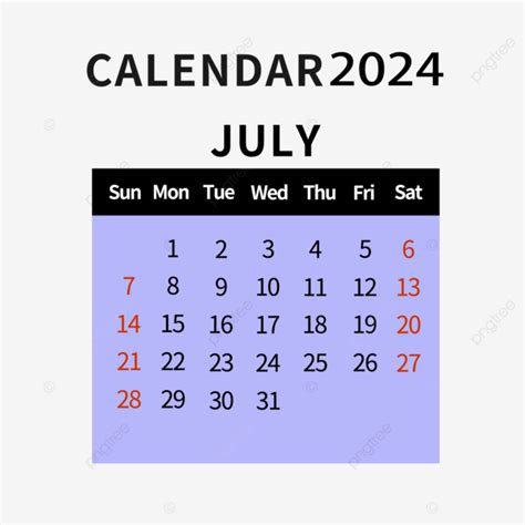 2024 July Calendar Simple Purple July Two Thousand And Twenty Four