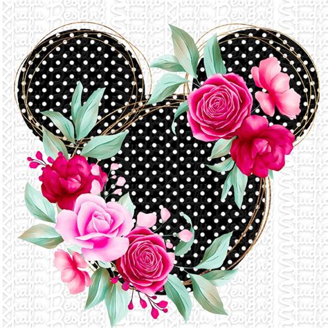 Floral Minnie Disney Mouse Minnie Mouse Digital Image Png Etsy