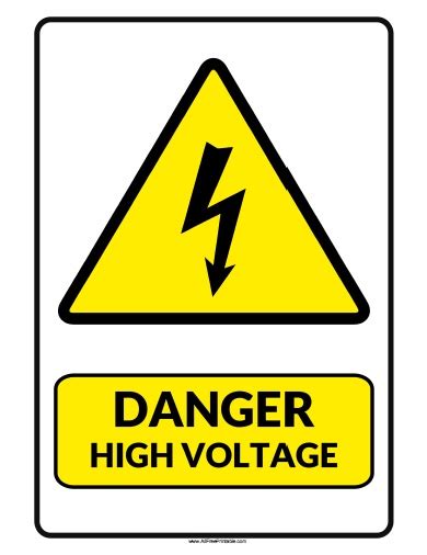 Danger High Voltage Sign Free Printable