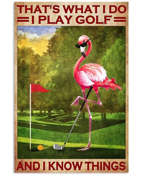 Golf Cool Flamingo Canvas 075in Framed And Poster No Frame Etsy