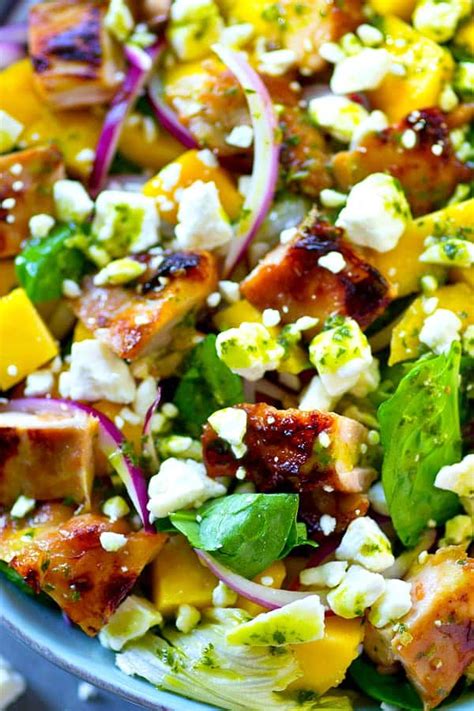 Honey Garlic Grilled Chicken Mango Salad With Cilantro Dressing