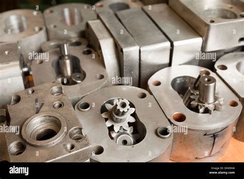 Metal Parts Of Hydraulic Machines Stock Photo Alamy