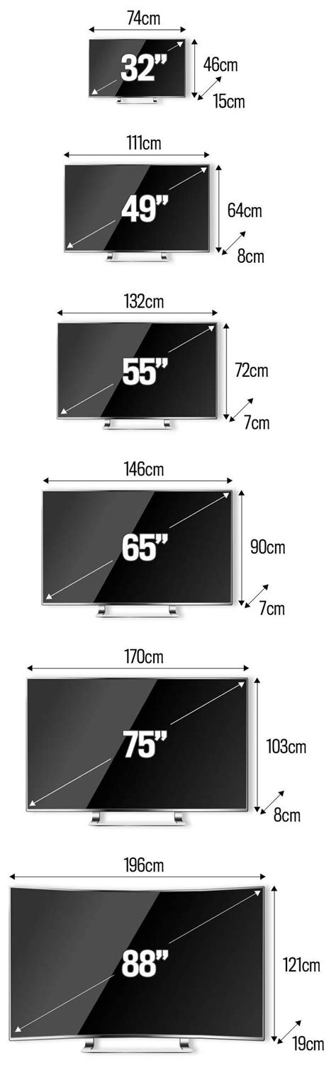 An Image Of The Size And Width Of A Television Set With Measurements