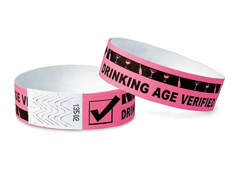 Tyvek® Wristbands Drinking Age Verified Neon Pink S 15235p Uline