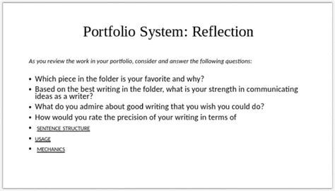 Portfolio Reflection Learning Personalized