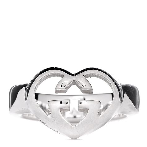 Gucci Sterling Silver Interlocking G Heart Ring 50 55 479350