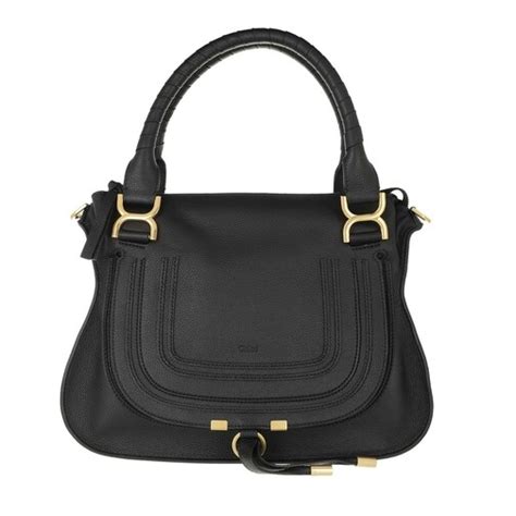 Chloé Marcie Handbag Grained Calfskin Leather Black Tote Fashionette