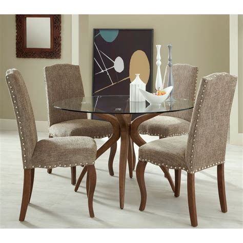 Seater Dining Set Circular Glass Table Fabric Cushioned Dining Chair My Xxx Hot Girl