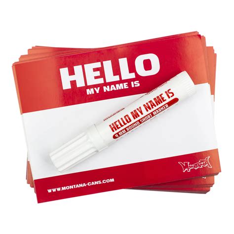 Montana Hello My Name Is Sticker 100 Pack Red Unfade
