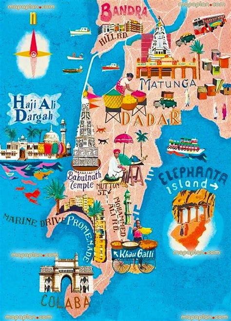 Mumbai Map Downloadable Tourist Guide For Visitors Illustrated Map