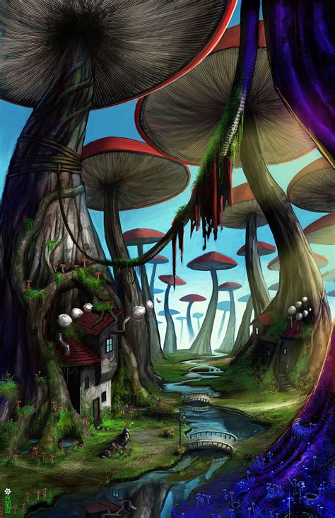 Mushroom Fantasy Fantasy Mushrooms Fantasy Art Landscapes Alice In