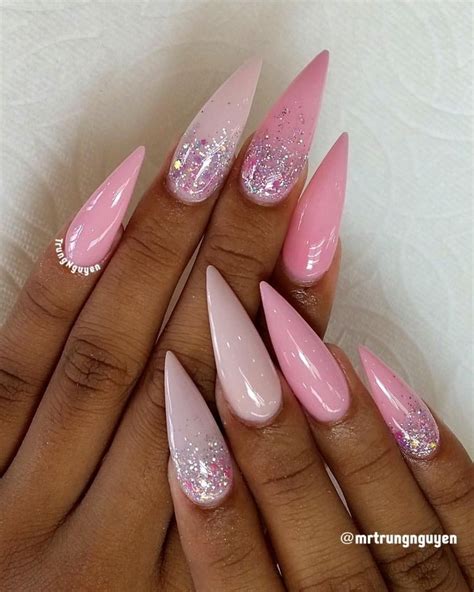 Cookiepower50 Pink Stiletto Nails Stiletto Nails Glitter Pink Nails